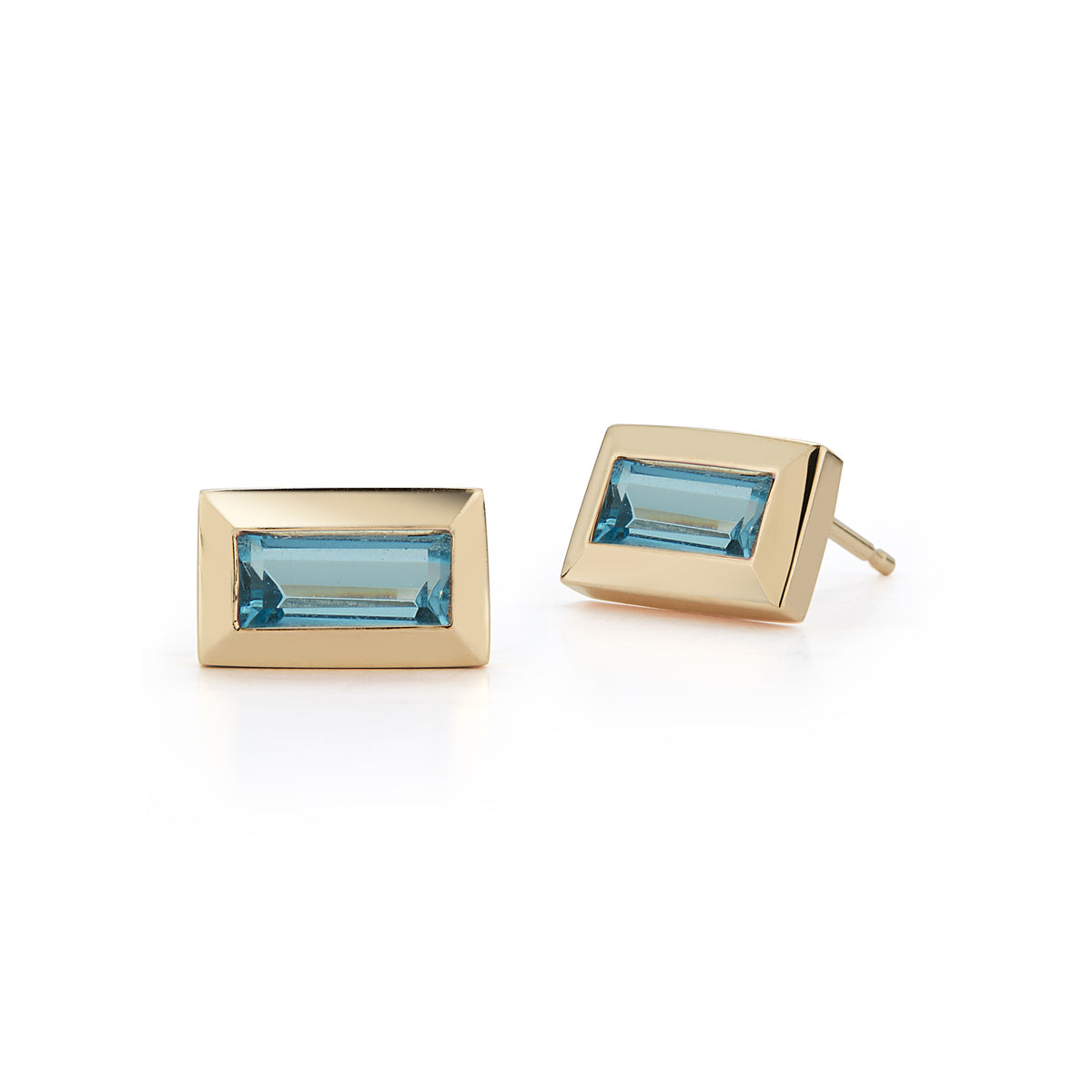 Large Baguette Studs – Sky Blue Topaz