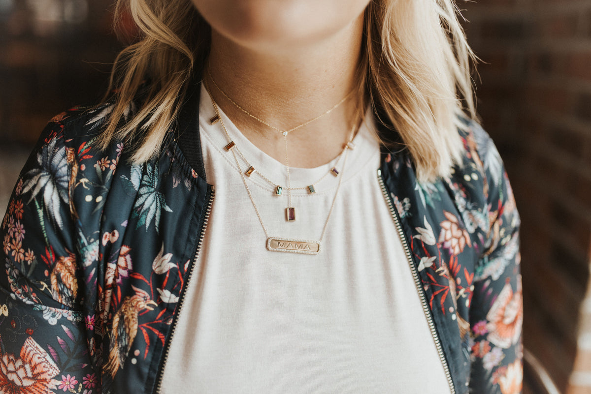 "Amanda" Rainbow Baguette Necklace