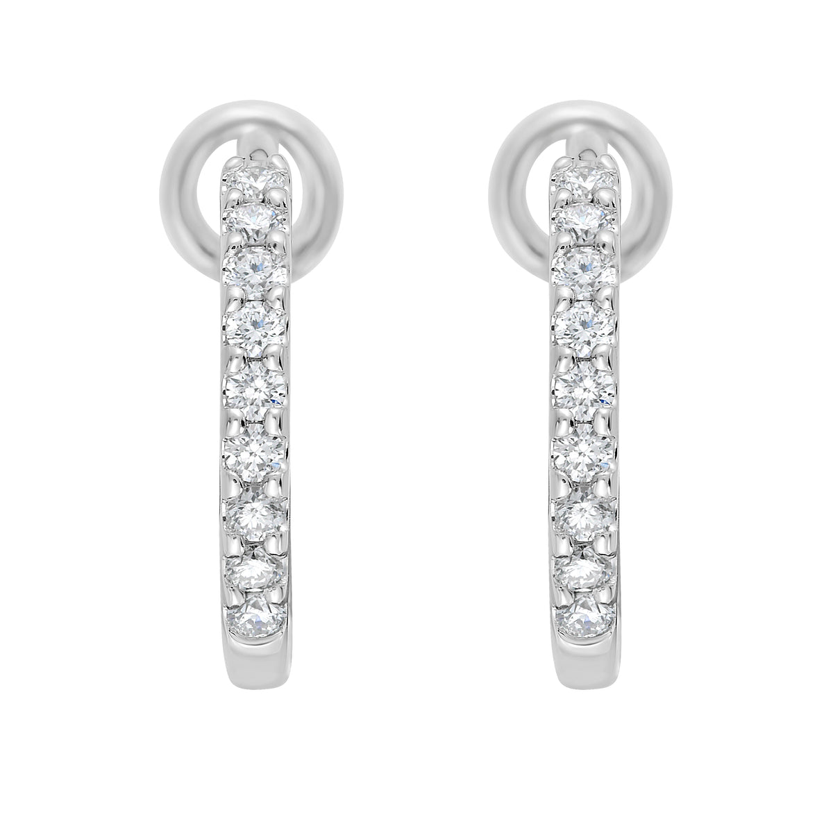 Mini Omega Diamond Pave Hoops – White Gold