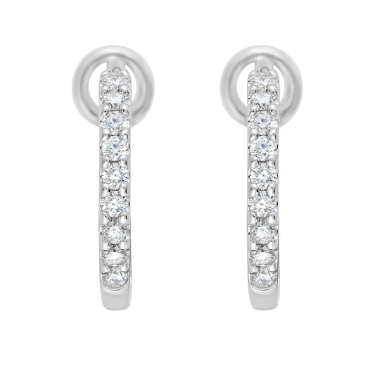 Mini Omega Diamond Pave Hoops – White Gold