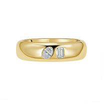 Burnished Emerald Cut & Oval Diamond Ring
