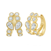 Pear & Round Diamond Huggies