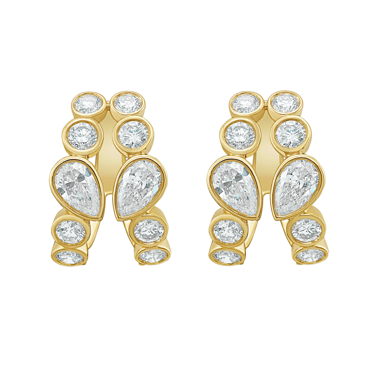 Pear & Round Diamond Huggies