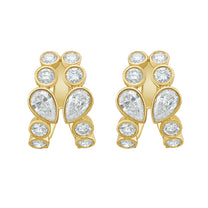 Pear & Round Diamond Huggies