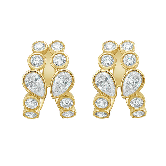 Pear & Round Diamond Huggies