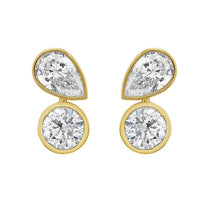 Pear & Round Bezel Diamond Studs