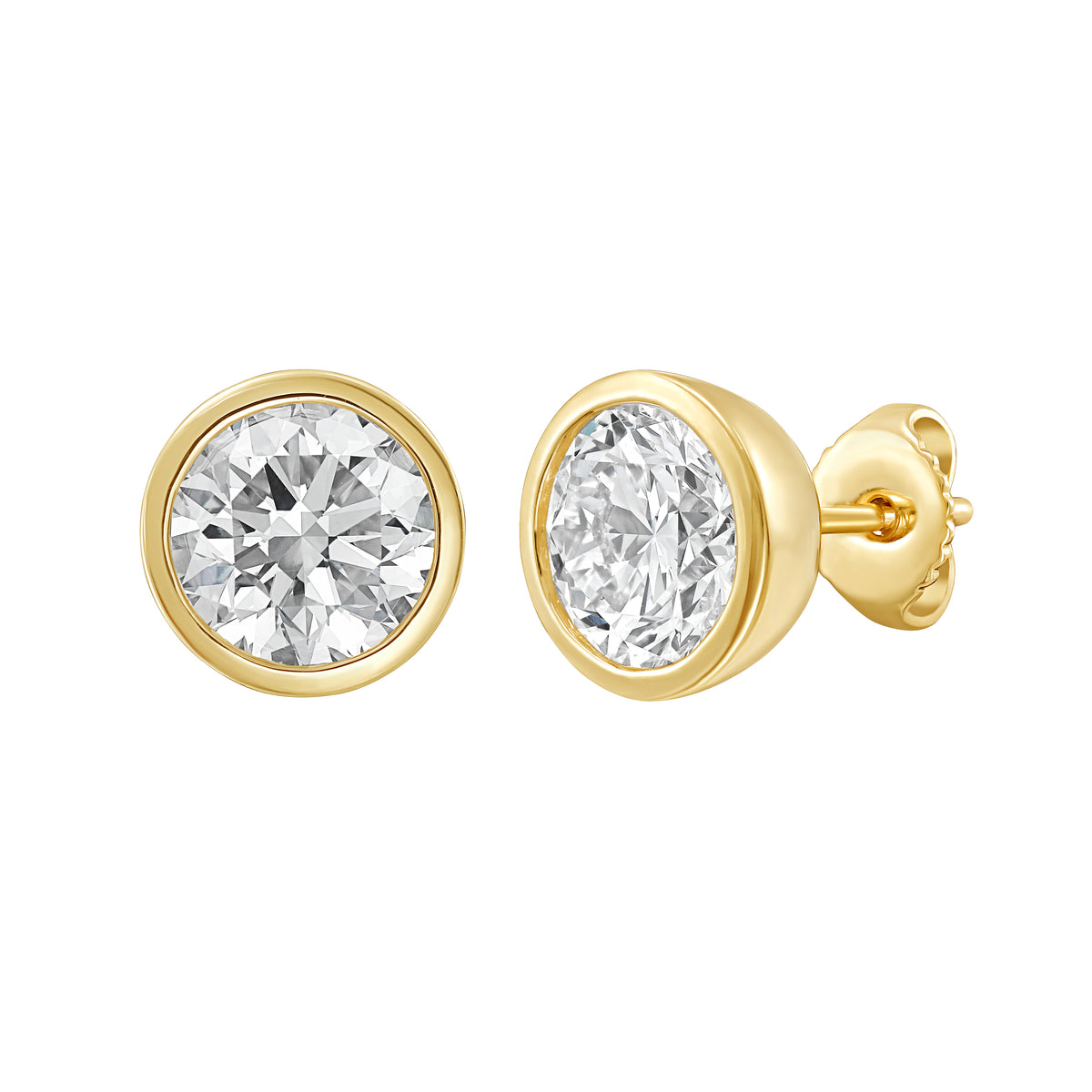 Round Bezel Diamond Studs