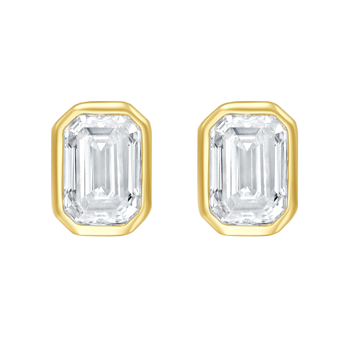 Petite Emerald Cut Diamond Studs