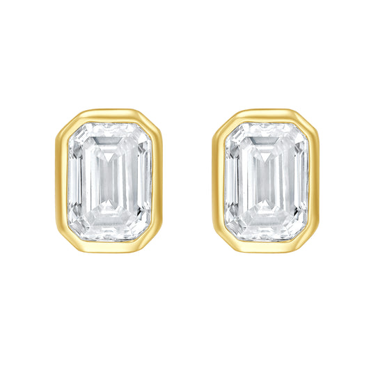 Petite Emerald Cut Diamond Studs