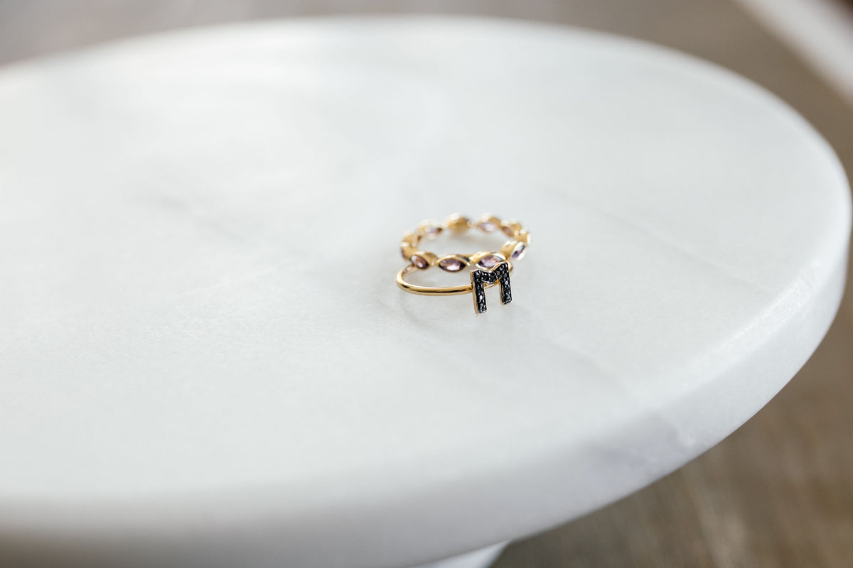 Black Diamond Initial Ring