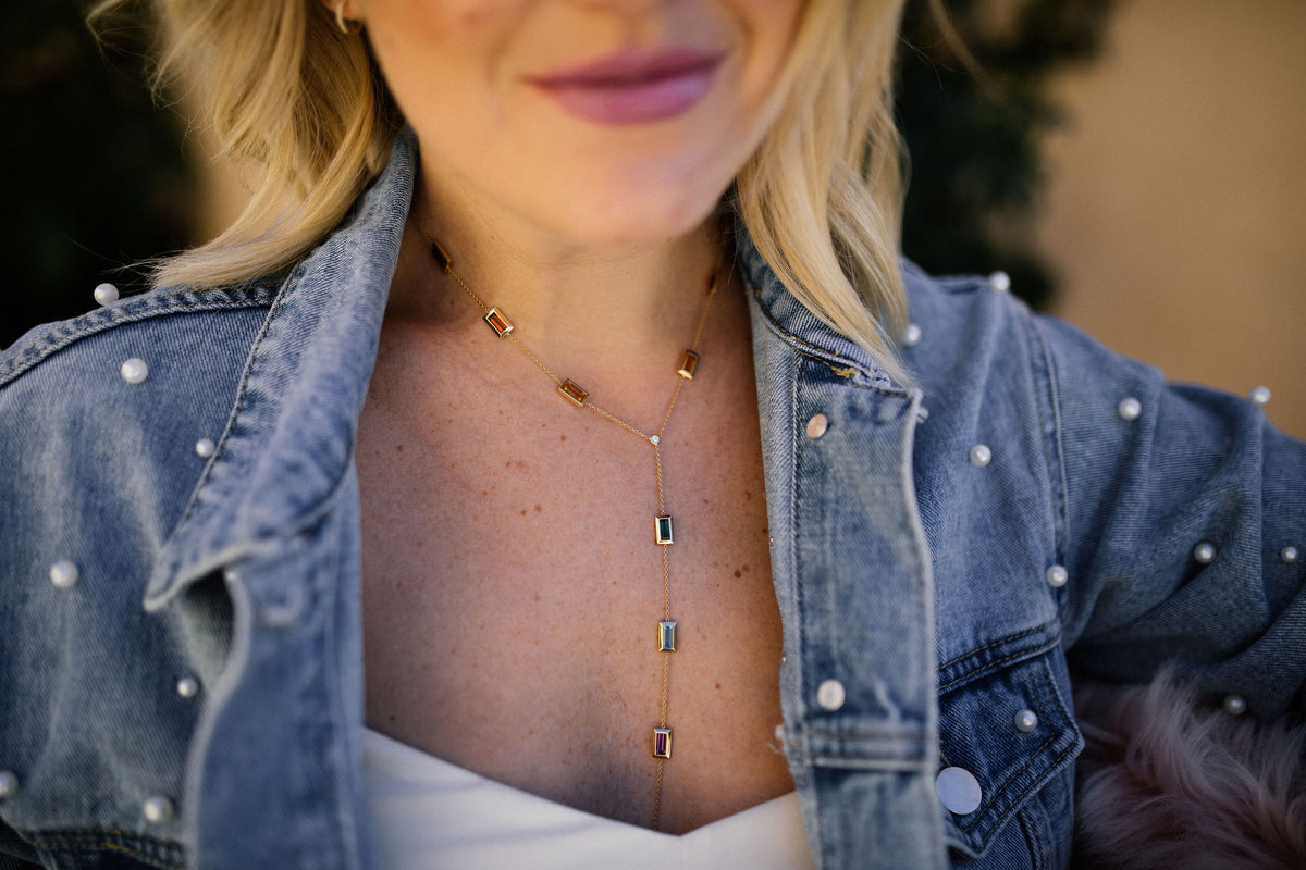 Rainbow Baguette Lariat