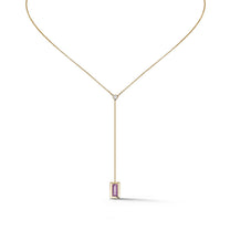 Baguette Lariat with Diamond Bezel – Amethyst