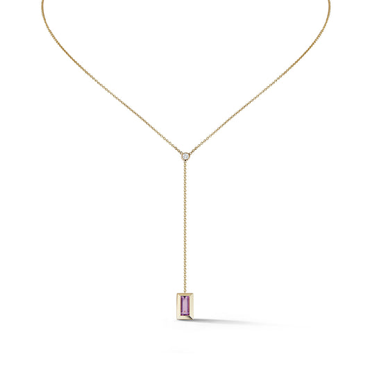 Baguette Lariat with Diamond Bezel – Amethyst