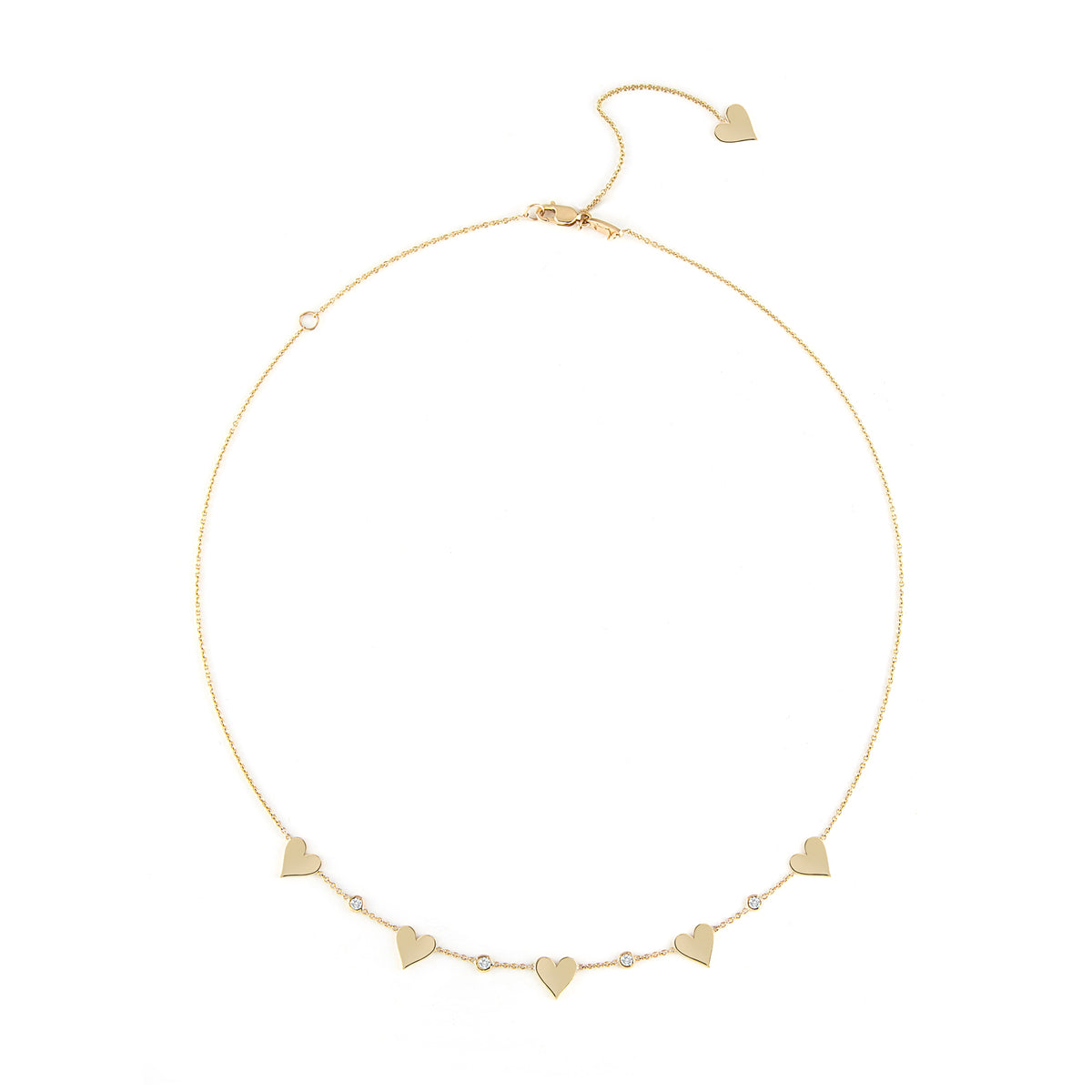 5 Heart with Diamond Bezel Necklace