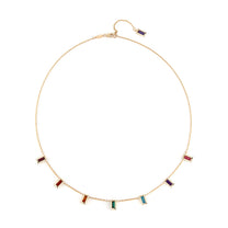 "Amanda" Rainbow Baguette Necklace