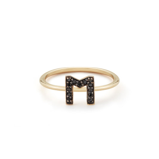 Black Diamond Initial Ring