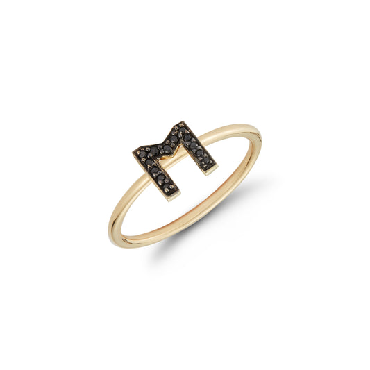 Black Diamond Initial Ring