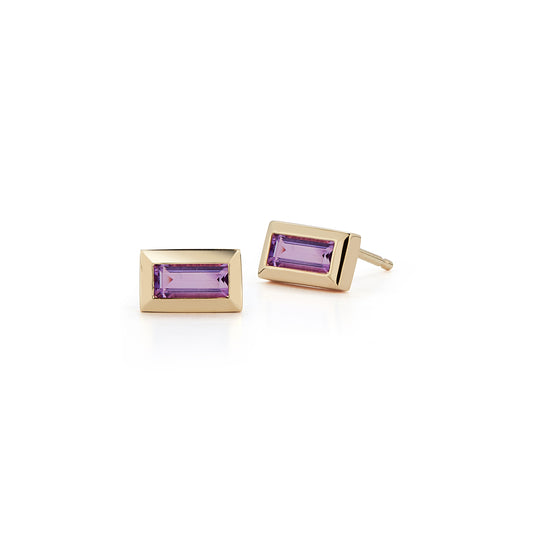 Small Baguette Studs – Amethyst