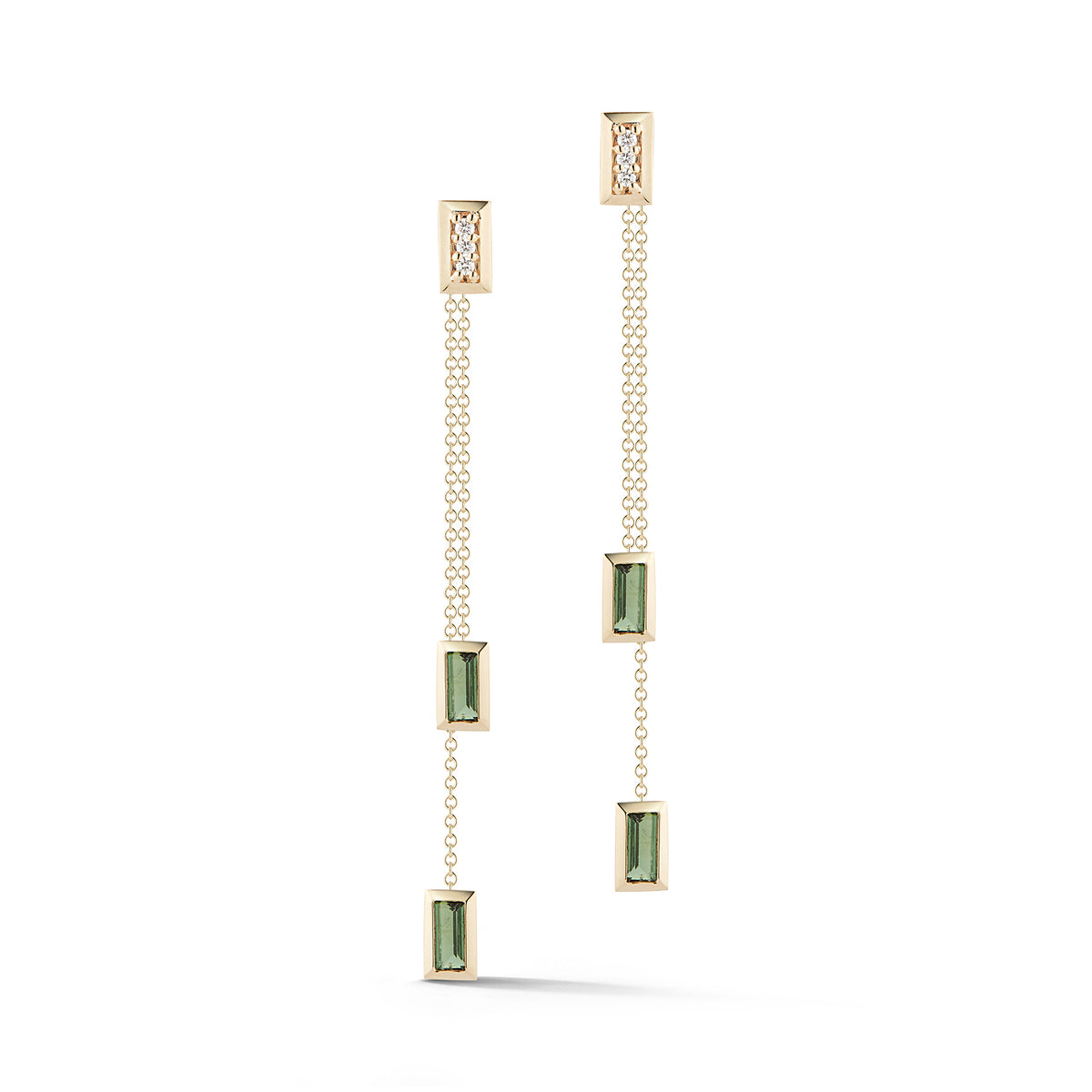 Diamond & Baguette Dangle Earrings