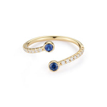 Diamond Wrap Ring with Blue Sapphires & Pave Band