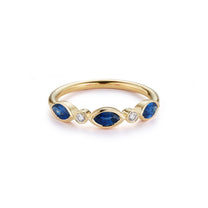 3 Stone Marquise Ring with Diamonds – Blue Sapphire