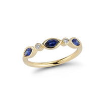 3 Stone Marquise Ring with Diamonds – Blue Sapphire