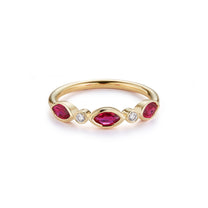 3 Stone Marquise Ring with Diamonds – Ruby
