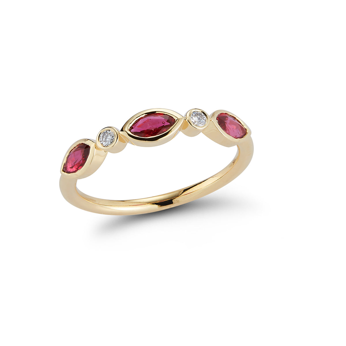 3 Stone Marquise Ring with Diamonds – Ruby